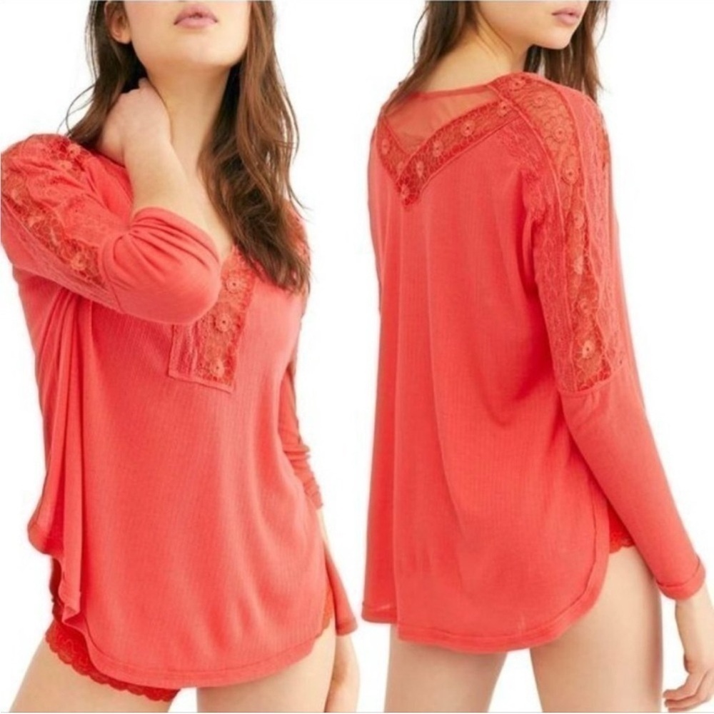 Free People Lola Rose Crimson Lace Top Size S NWOT